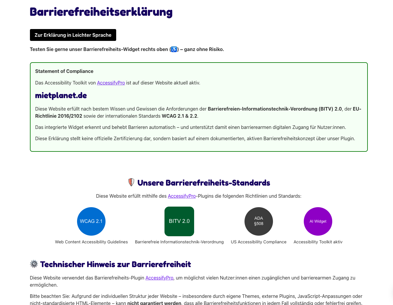 Barrierefreiheitserklärung automatisch erstellt